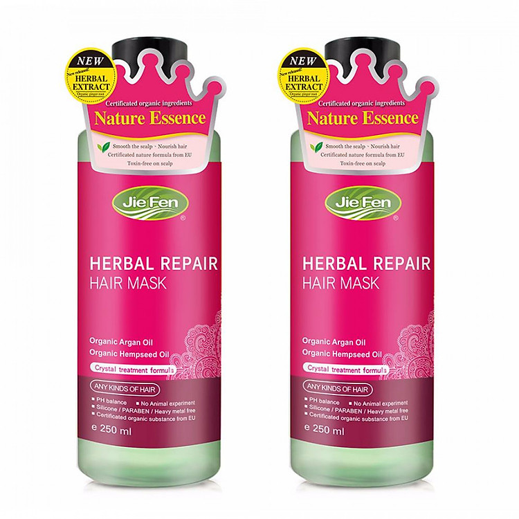 Combo 2 chai - Kem dinh dưỡng ủ tóc thảo dược Organic Jie Fen Hair Conditioner - Herbal Repair Hair Mask, Taiwan 250ml