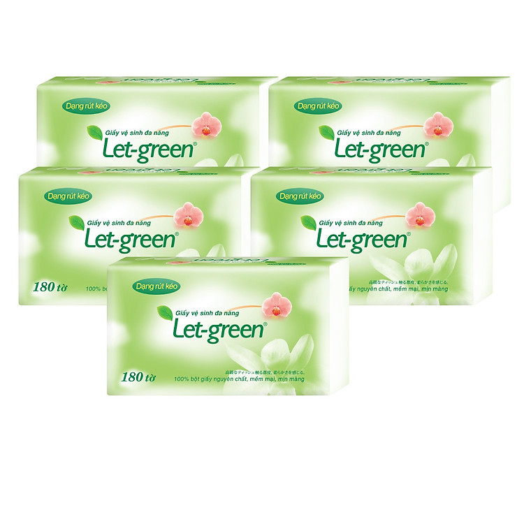 Combo 6 Bao Giấy Vệ Sinh Đa Năng Let-Green 18*21cm 180 Tờ/Bao