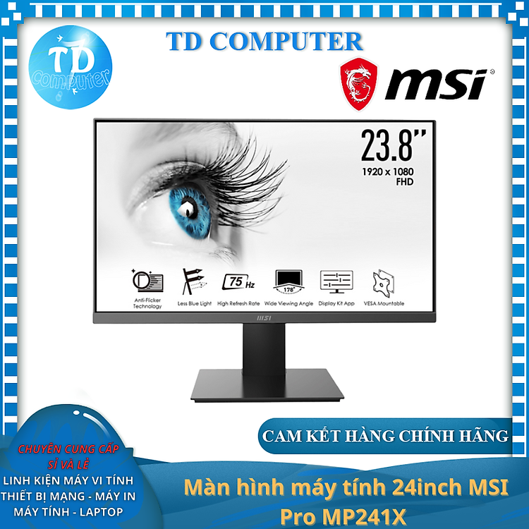 Màn hình máy tính 24inch MSI Pro MP241X (23.8" VA FHD, 75Hz HDMI+VGA) - Hàng chính hãng