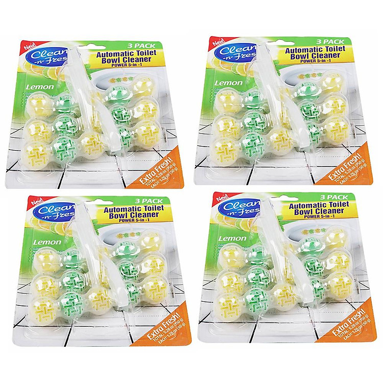 Bộ 4 Gói Viên Vệ Sinh và Khử Mùi Toilet Clean – N – Fresh (4 gói x 3 vỉ treo)