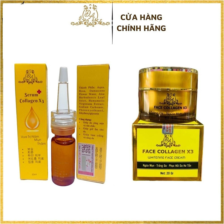 Combo Kem Face Collagen X3 Luxury + Serum Colagen X3