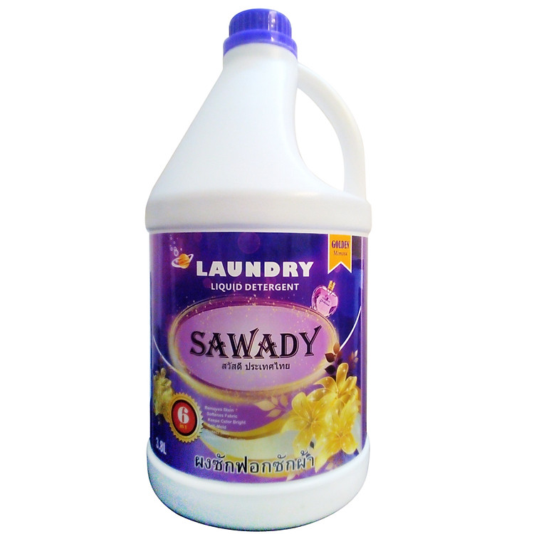 Nước giặt xả 6 in 1 Sawady Thái Lan 3,8L Hương Golden Mimosa
