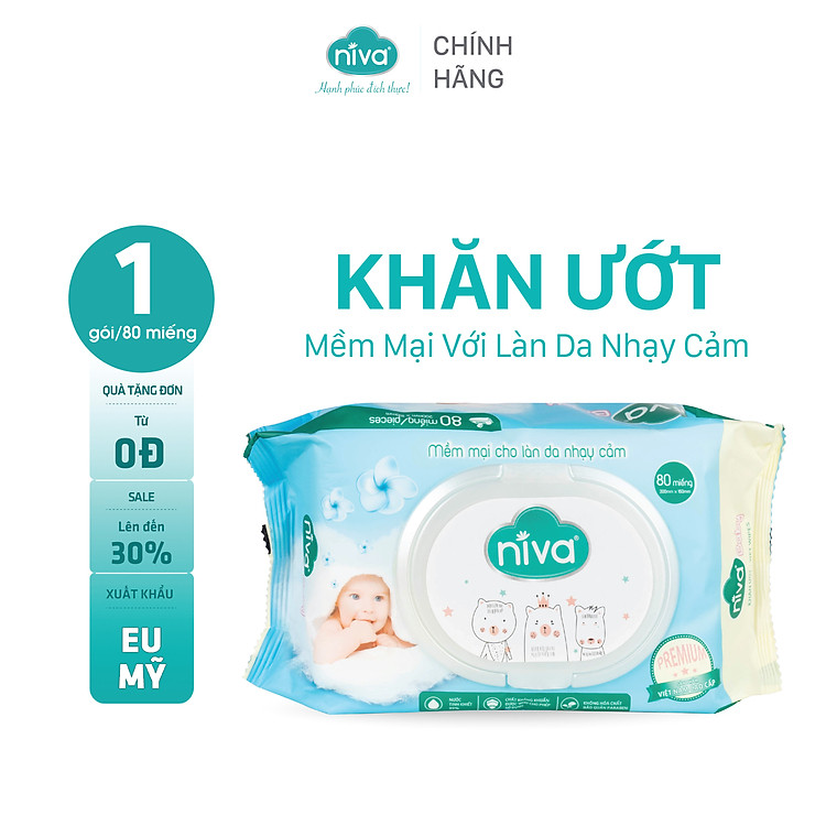 Khăn Ướt Đa Năng NIVA Gói 80 Tờ Chính hãng Giá rẻ