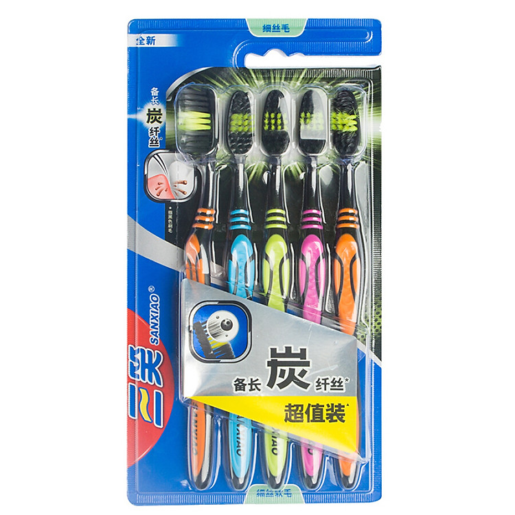 Bộ 5 Bàn Chải Tre/Carbon Siêu Mềm Sanxiao