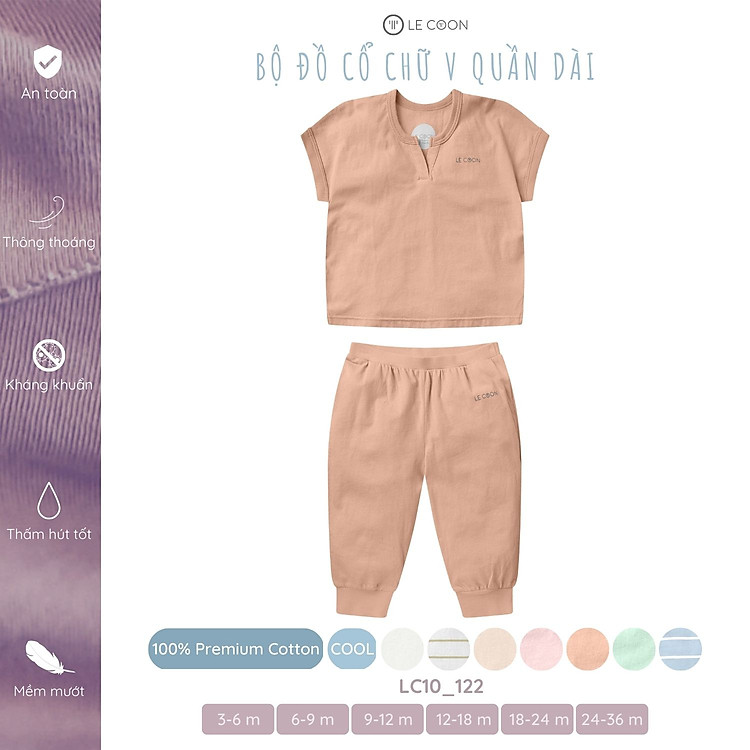 LE COON | Bộ Đồ Cổ Chữ V Quần Dài | COOL | 3 - 36 tháng