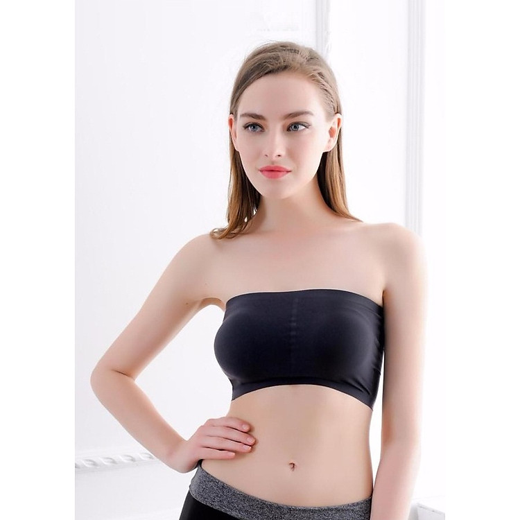 Bộ 2 Áo Lót Nữ Croptop Su Trơn Sexy Quây Ngực (Da + Đen) - 5Star