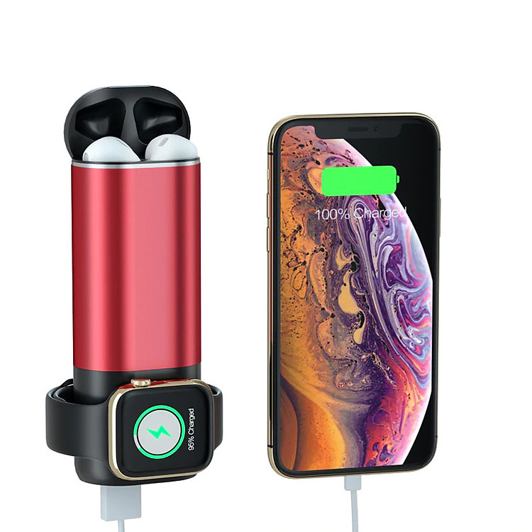 Pin sạc dự phòng cho Apple Watch 3 trong 1 5200mAh - sạc đồng thời Apple Watch Iphone Airpods