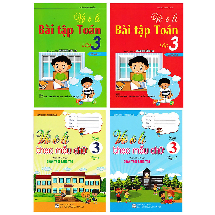 Combo Vở Ô Li Bài Tập Toán Lớp 3 + Vở Ô Li Theo Mẫu Chữ Lớp 3 (Bám Sát SGK Chân Trời Sáng Tạo) (Bộ 4 Cuốn) - HA