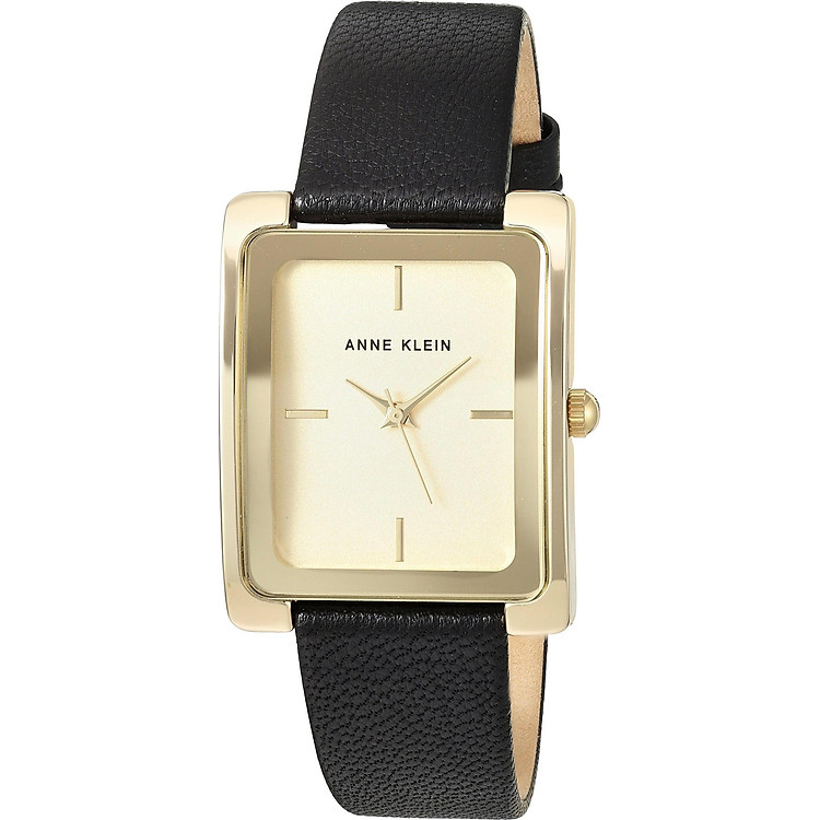 Đồng Hồ Nữ Anne Klein AK/2706CHBK Mặt Vàng Với Dây Da Đen Chính Hãng