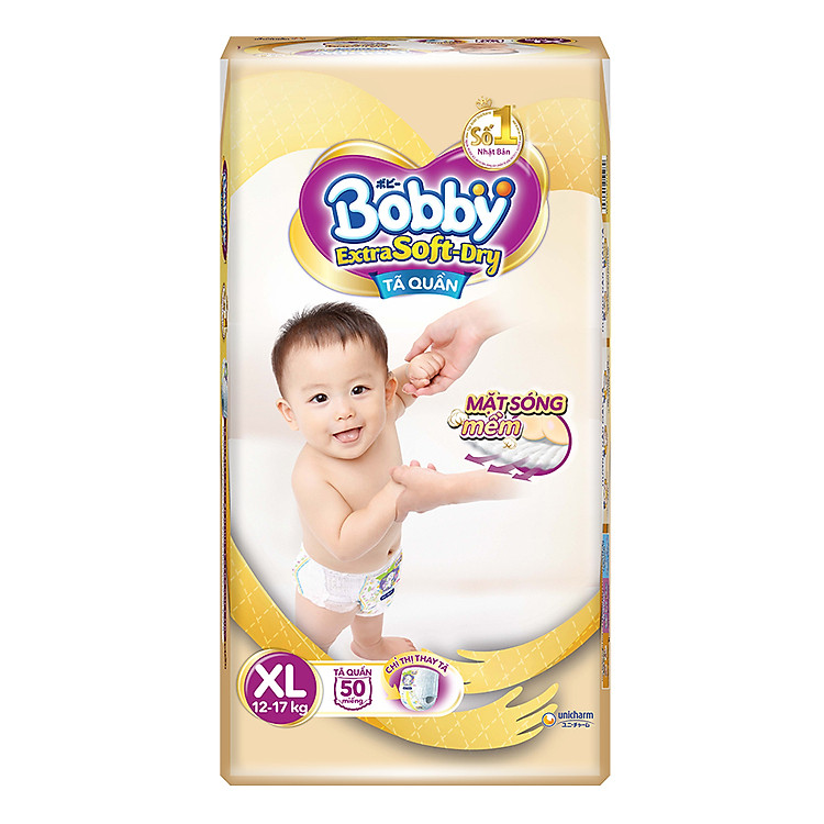 Tã Quần Siêu Mềm Bobby Extra Soft Dry Gói Siêu Lớn XL-50 Miếng (12-17kg)
