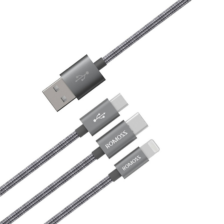 Cáp Sạc 3 Trong 1 Cổng Lightning, Micro USB và Type-C Romoss CB25N