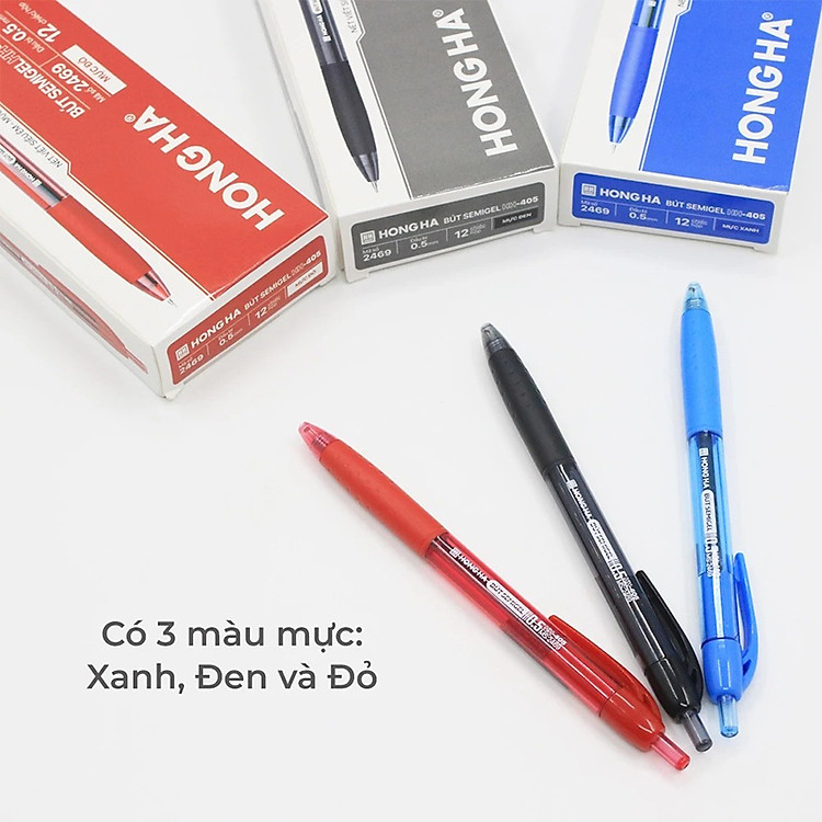 Bộ Bút Semi-gel Hồng Hà 0.5mm (12 chiếc) - Ảnh 2