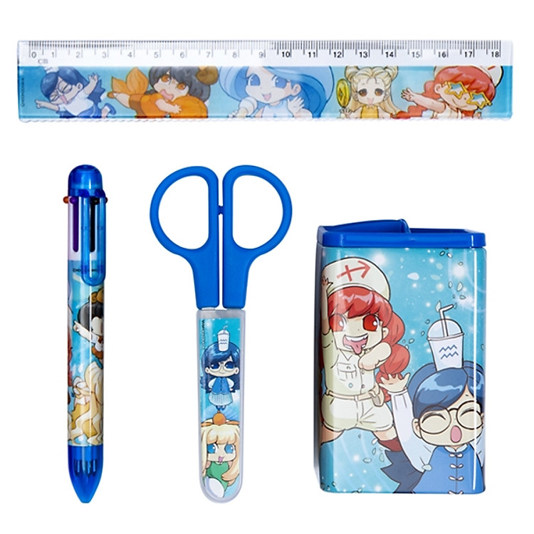 Bộ Đồ Dùng Học Tập Lớp Học Mật Ngữ Ở Nhà Màu Xanh Ngọc Đầu Tiên - HTBO12