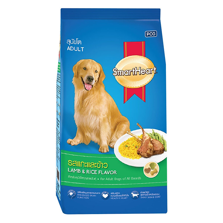 Đồ Ăn Khô Cho Chó Trưởng Thành Vị Thịt Cừu Và Gạo SmartHeart (1.5kg)
