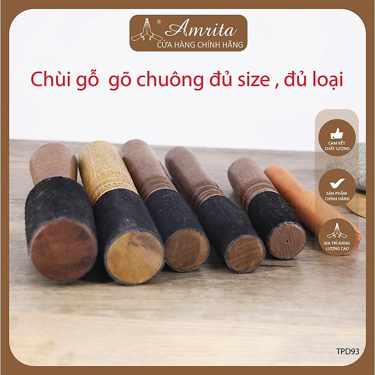 Dùi chuông xoay Nepal - Dùi gỗ bọc da cao cấp - singing bowl - Chùi gỗ đánh chuông xoay - mõ gỗ tụng kinh - Amrita
