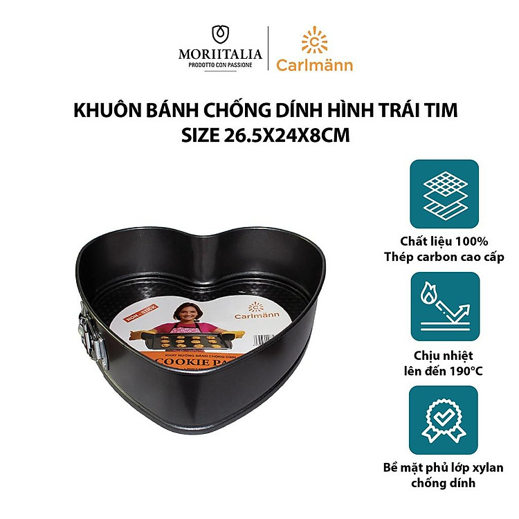 Khuôn bánh chống dính Carlmann tiện lợi hình trái tim SL4008