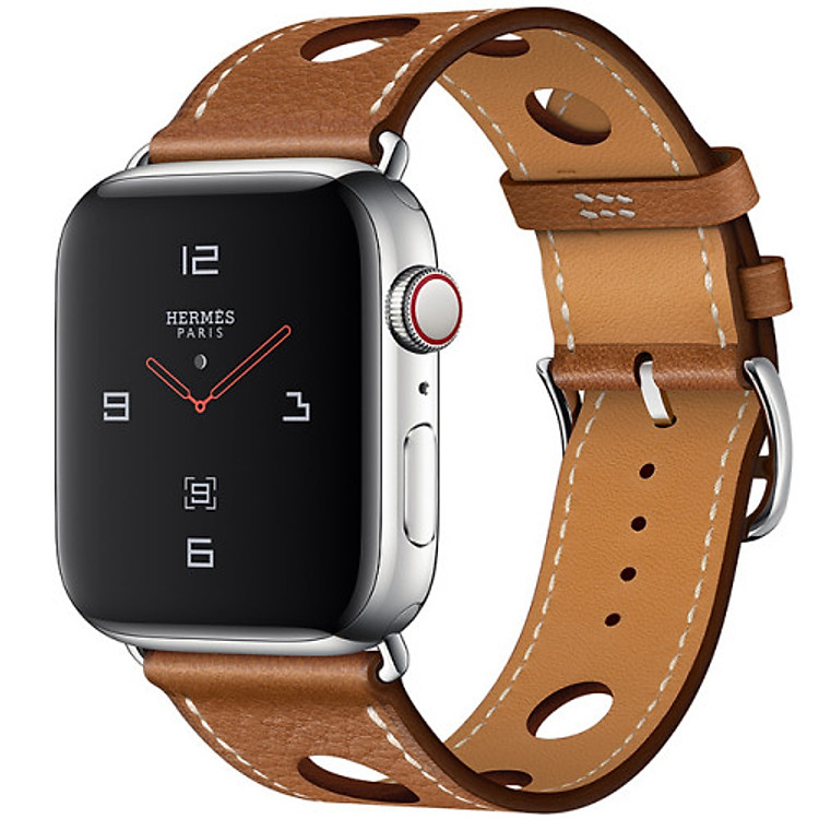 Đồng Hồ Thông Minh Apple Watch Hermès Series 4 44mm GPS + Cellular Stainless Steel Case with Fauve Grained Barenia Leather Single Tour Rallye - Hàng Nhập Khẩu