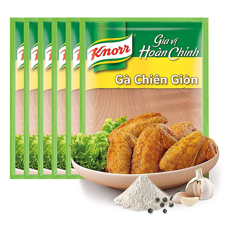 Combo 6 Gói Hạt Nêm Knorr Gia Vị Hoàn Chỉnh Gà Chiên Giòn (30g/ Gói)