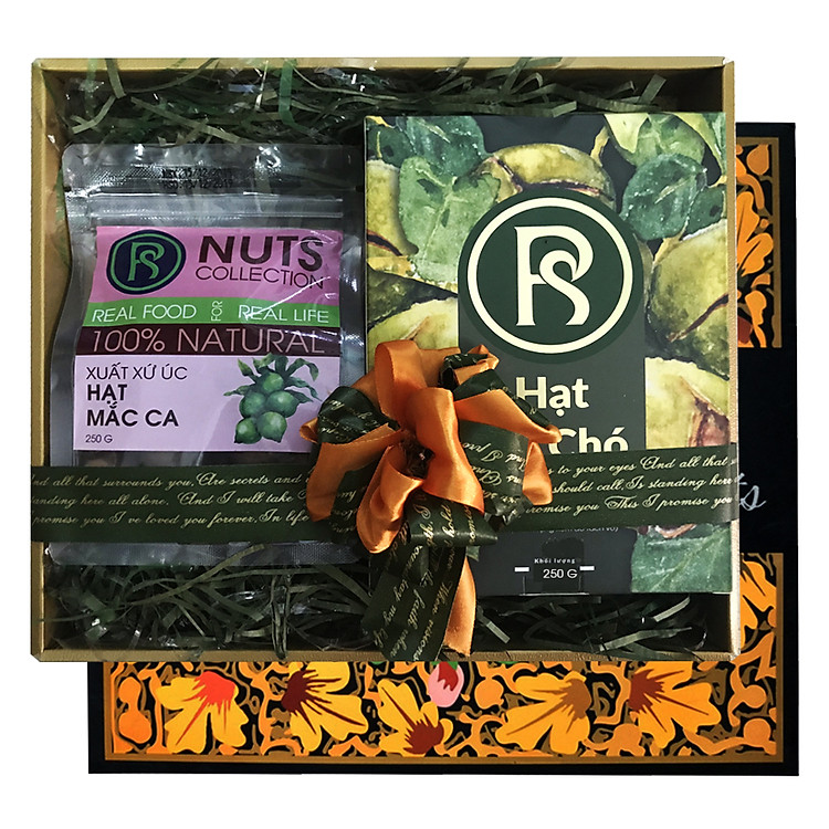 Hộp Quà Tặng Real Food 2 Món (Hạt Óc Chó 250Gr & Hạt Macca 250Gr)