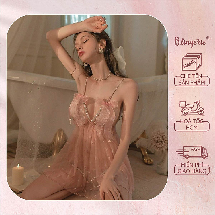 Váy Ngủ Ren Nơ Nhí (Không kèm áo choàng) - B.Lingerie