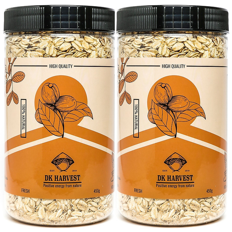 COMBO SIÊU TIẾT KIỆM - 2 Hũ Hạt Yến Mạch Cán Dẹt DK Harvest 450g