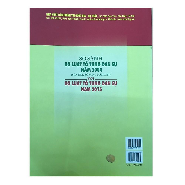 Mua tại Lazada: So Sánh Bộ Luật Tố Tụng Dân Sự Năm 2004 (Sửa Đổi, Bổ Sung Năm 2011) Với Bộ Luật Tố Tụng Dân Sự Năm 2015