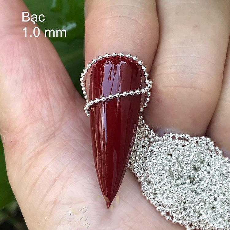 Dây Xích Bi Trang Trí Móng 2 Màu Vàng Bạc Bằng Kim Loại, Tạo Mẫu Móng Sành Điệu Và Nổi Bật Làm Nail Dễ Phối Đá Và Charm Nữ Women