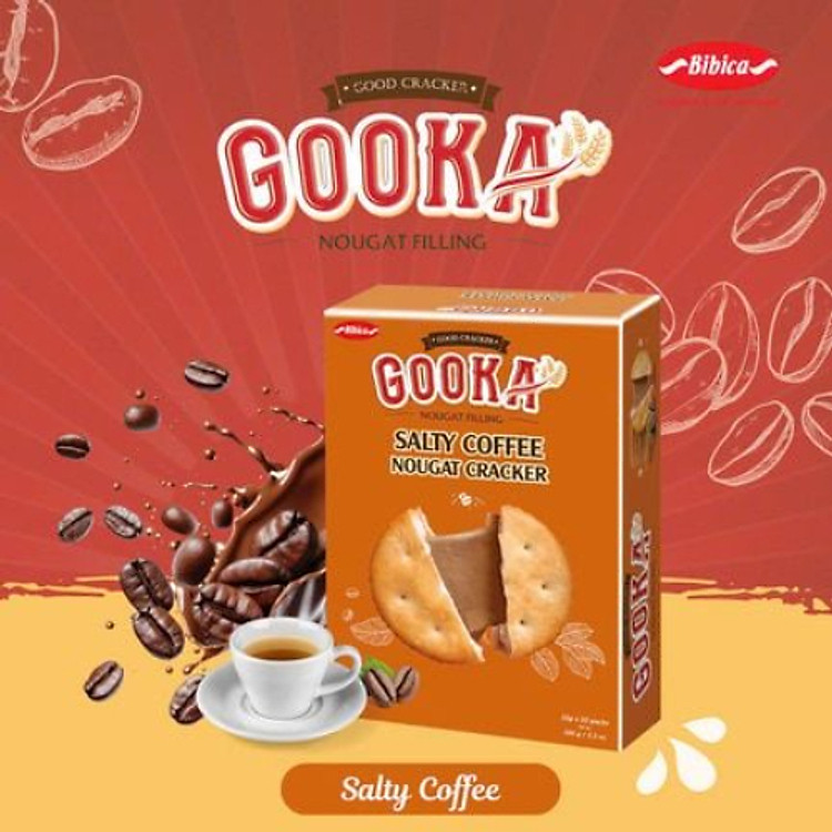 Bánh Gooka Cracker Nougat Cà Phê Muối 100g XK Chunha HQ