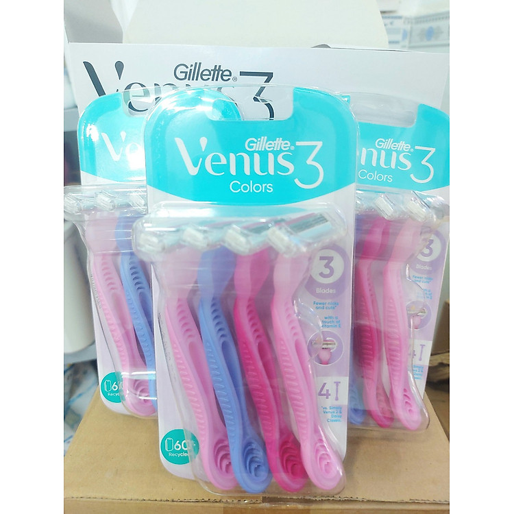 Dao cạo 3 lưỡi Gillette Venus 3 Colors ( vỉ 4 cây)