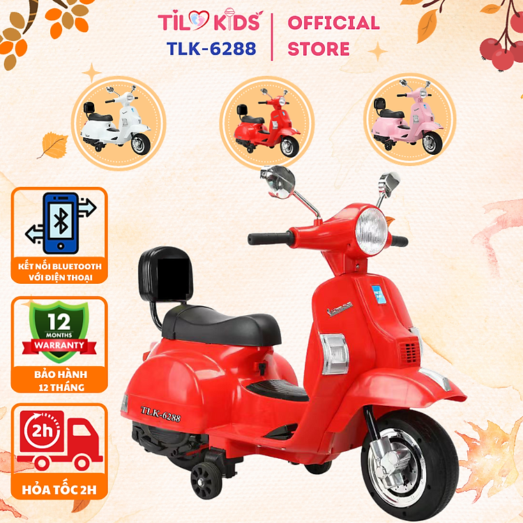Mua tại Lazada: Xe máy điện Vespa TILO KIDS TLK-6288 HỒNG Chính hãng Ưu đãi