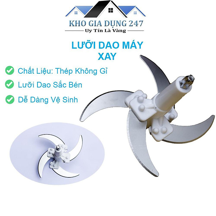 Lưỡi Dao Máy Xay, Lưỡi Dao Thay Thế Máy Xay Thịt Cối Inox, Máy Xay Cối Nhựa Dung tích 2L