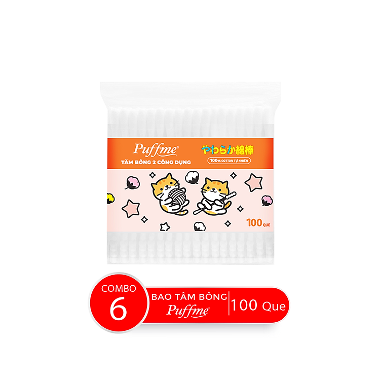 Bao Tăm Bông 2 Công Dụng PUFFME, 100 Que/Bao