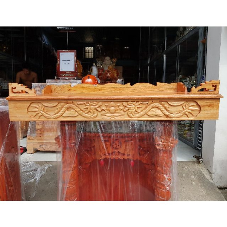 Bàn thờ treo tường gỗ xoan ngang 98 cm trạm rồng