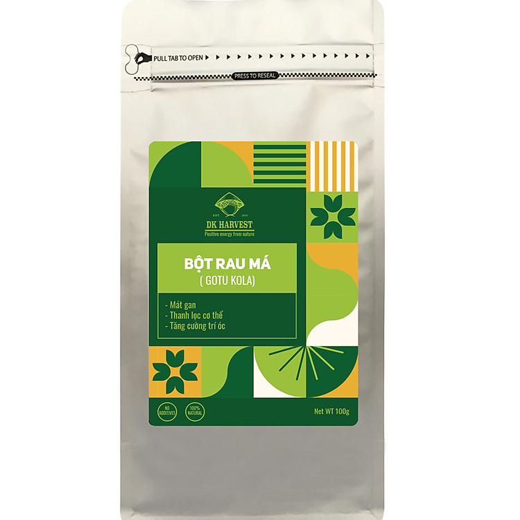 Bột Rau Má Nguyên Chất DK Harvest 100g - Thanh nhiệt mùa hè, giữ trọn mùi vị như Rau Má Tươi.
