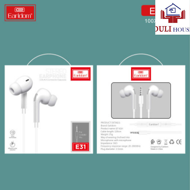 Tai nghe dây liền dây chân 3.5mm có micro đàm thoại, ngọc trai trắng, đẹp và chất lượng tốt - Hàng Chính Hãng