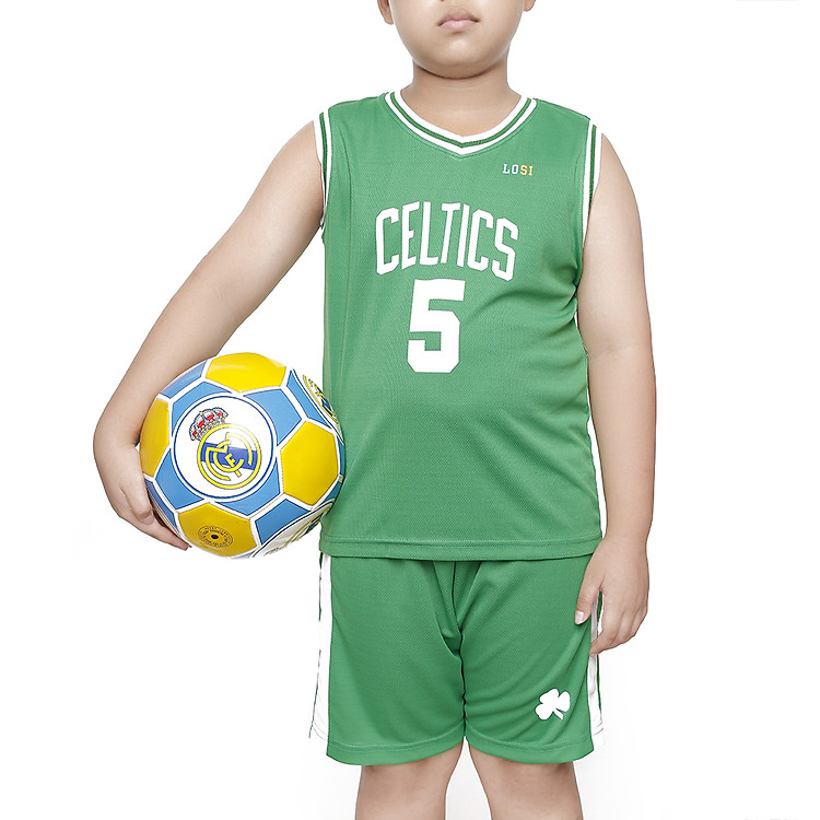 Bộ đồ thể thao bóng rổ bé trai 10-12 tuổi thun mè thoáng mát - mẫu mới mùa hè 2020 - LOSI CELTICS