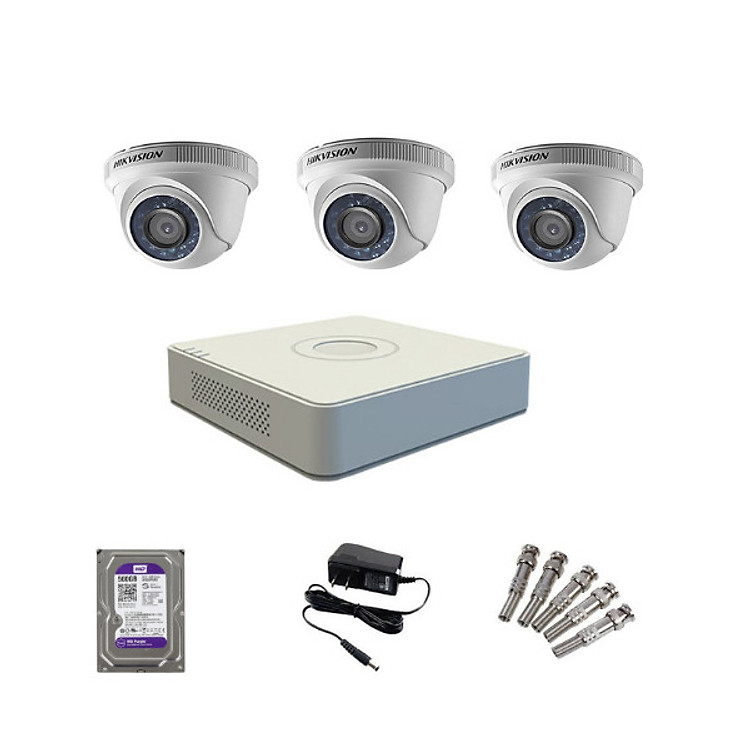 Trọn bộ 3 Camera HIKVISION bán cầu hồng ngoại 720P - Hàng chính hãng