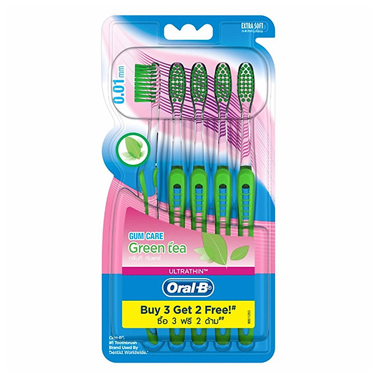 Vỉ 5 Bàn Chải Đánh Răng Oral-B Ultrathin Greentea Toothbrush
