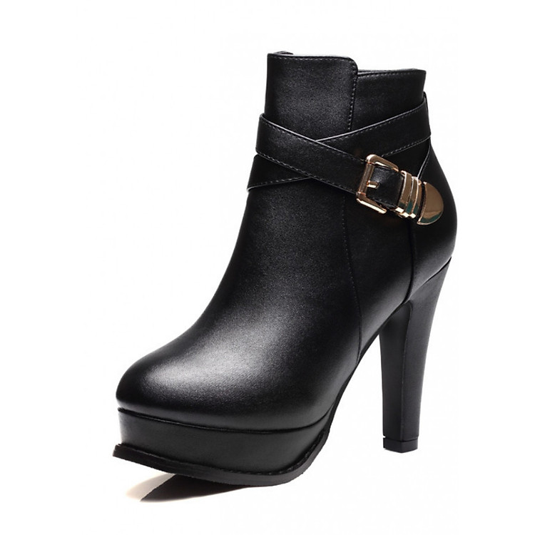 Boot nữ cổ ngắn sành điệu 10cm màu đen GBN178