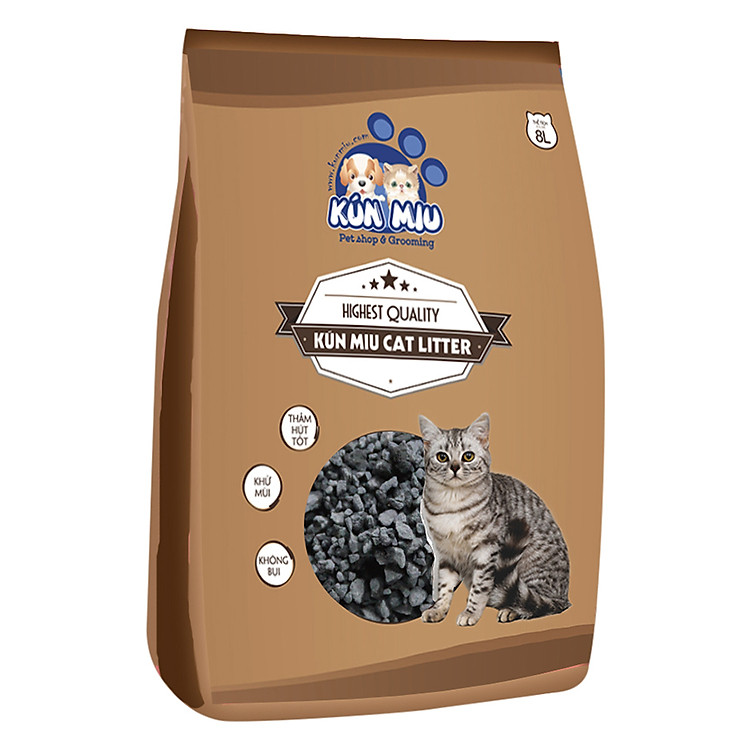 Cát vệ sinh cho mèo Kún Miu Carbon Coffee hạt tròn (8L) - 1 Gói