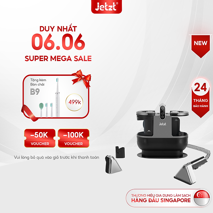Máy giặt sofa cầm tay cao cấp JETZT G3 - máy hút bụi, diệt khuẩn, làm sạch sâu dành cho ghế sofa, nệm thảm, hàng chính hãng