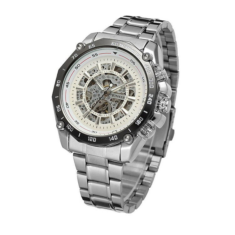 Đồng hồ nam Winner TM427 cơ lộ máy dây thép không gỉ - Fullbox chính hãng