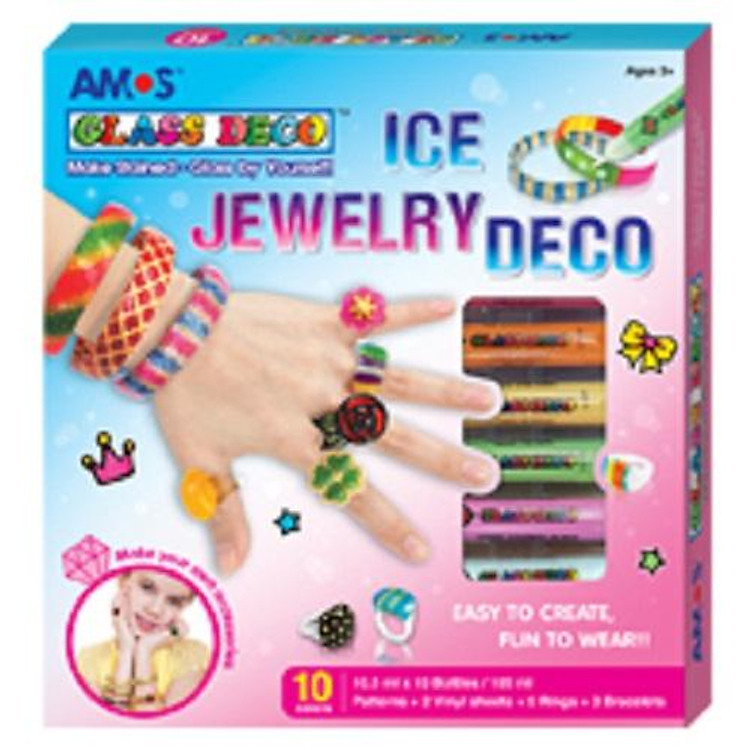 Hộp bút vẽ trang trí trên kính AMOS Glass Deco Ice Jewelry Kit GD10P10IJ - Ảnh 5