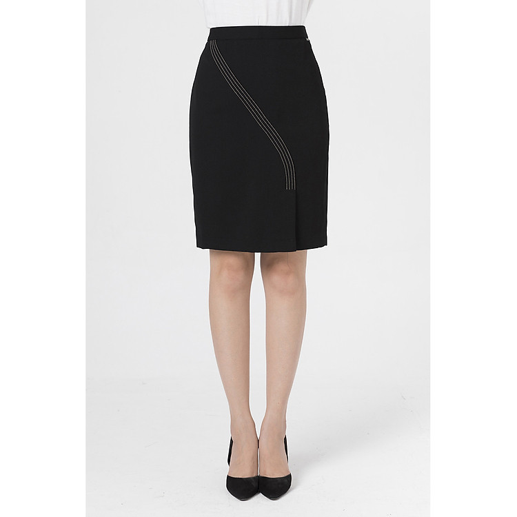 Chân váy ôm diễu chỉ LAMER L62F19Q004-S1400 (Đen)