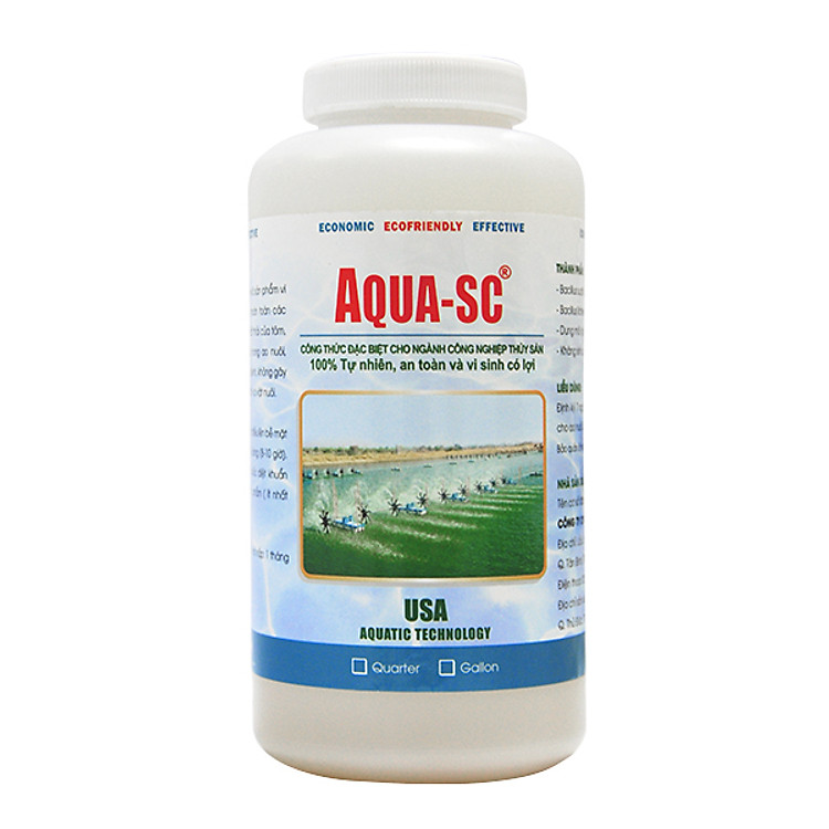 AQUA SC - Vi sinh xử lý nước hồ cá cảnh, cá koi, cá chép, nước ao nuôi trồng thủy sản - Chai 1 quarter (≈ 1 lít)