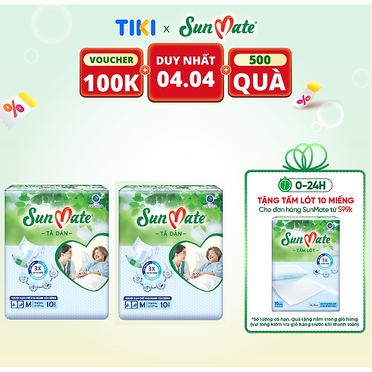Combo 2 Tã Dán Lớn SunMate Size M Chính hãng Tiết kiệm