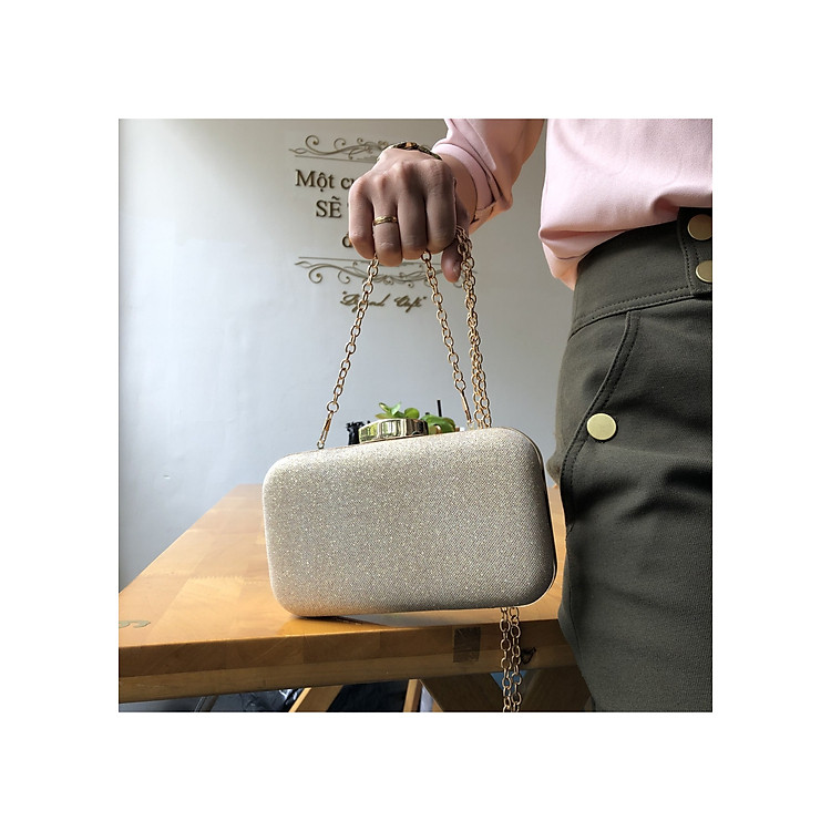 Vì dài dự tiệc, sự kiện, vỏ ngoài đính đá sang trọng, chất liệu nhôm cứng, đựng được điện thoại (Nhiều màu để chọn)