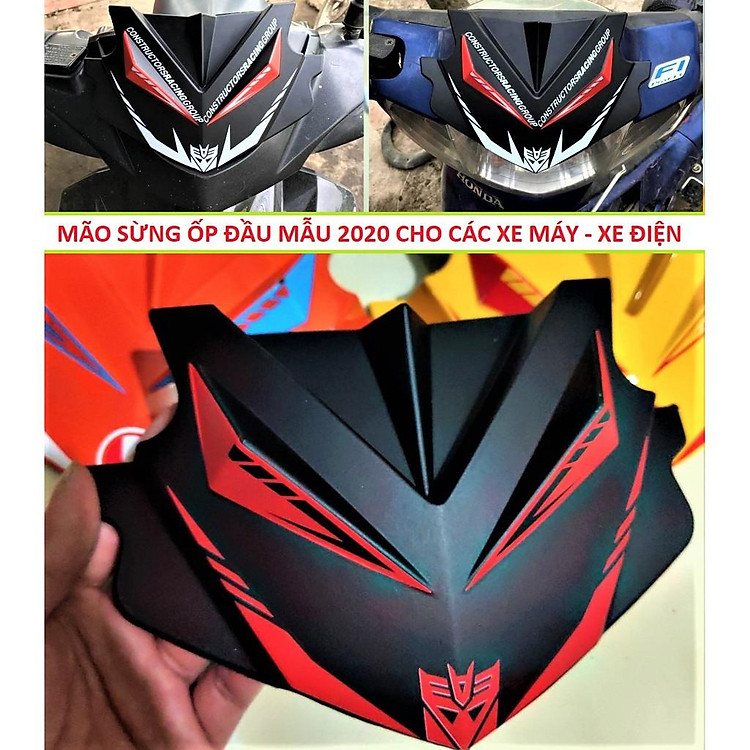 Mão ốp đầu xe máy , xe đạp điện kiểu mặt quỷ loại dày đẹp phong cách thể thao