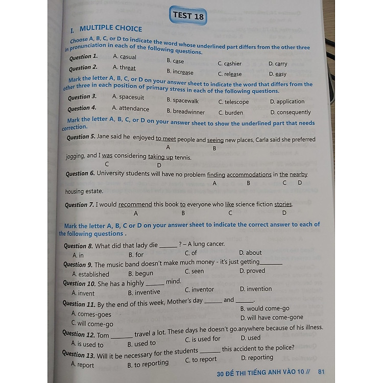 30 Đề Thi Tiếng Anh Vào 10 - Ảnh 6