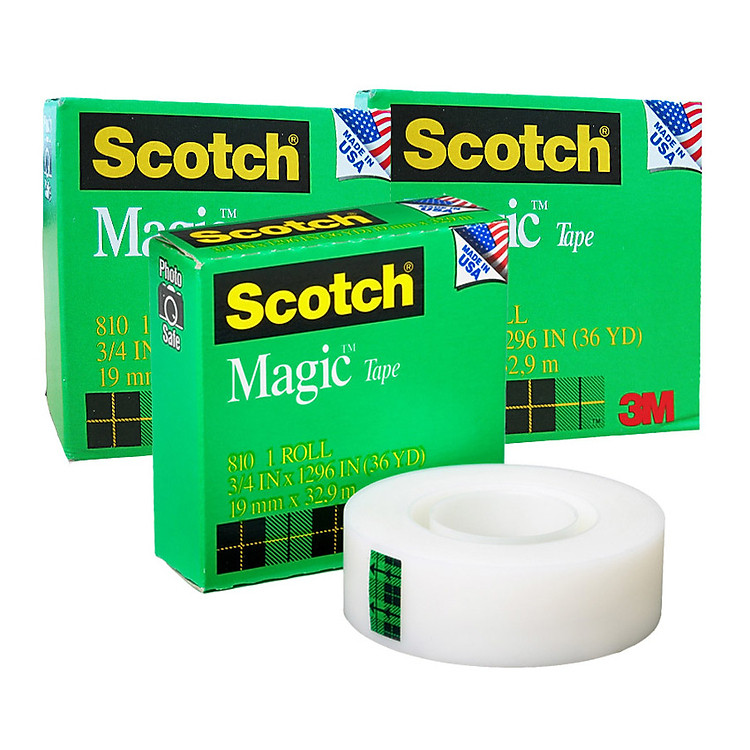 BỘ 3 CUỘN BĂNG KEO 3M, BĂNG KEO KỲ DIỆU, TRONG SUỐT DÁN TIỀN 3M 810 SCOTCH MAGIC TAPE